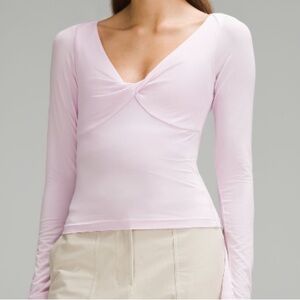Lululemon | Modal Silk V-Neck Long Sleeve | Meadowsweet Pink | Size L
